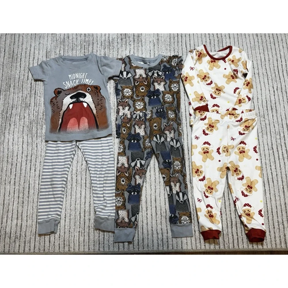 Toddler Boys Pajama Bundle 3T Carters‎ SHEIN Bear Woodland Gingerbread